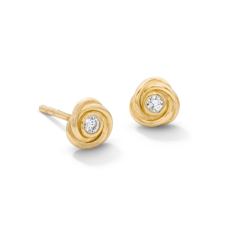 Main Image 1 of 10K Solid Gold 1/20 CT. T.W. Lab-Grown Diamond Knot Studs
