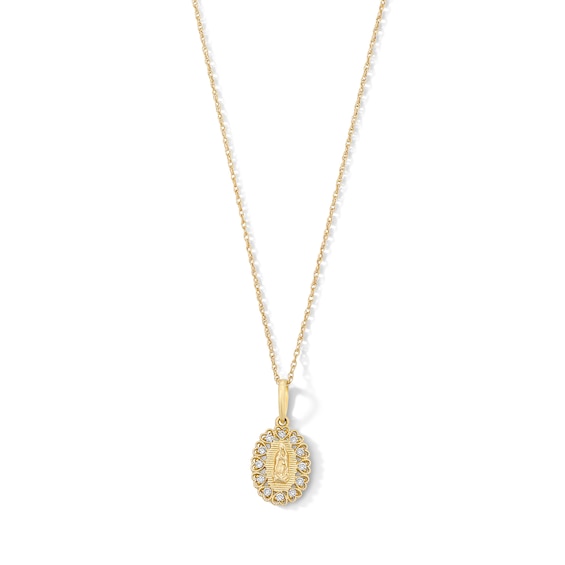 10K Solid Gold 1/20 CT. T.W. Lab-Grown Diamond Our Lady of Guadalupe Heart Pendant - 16" + 2"