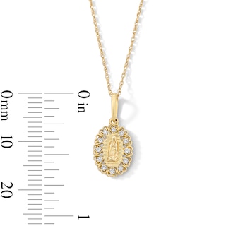 10K Solid Gold 1/20 CT. T.W. Lab-Grown Diamond Our Lady of Guadalupe Heart Pendant - 16" + 2"