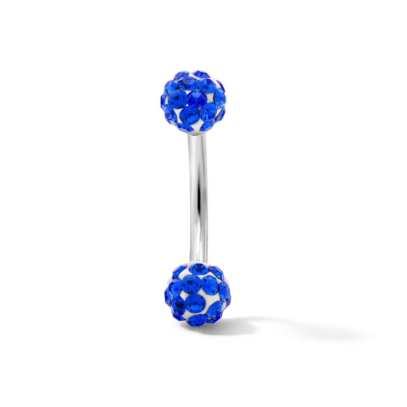 Main Image 1 of Solid Stainless Steel Blue Crystal Cluster Curved Barbell - 16G 5/16"