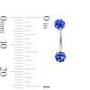 Thumbnail Image 2 of Solid Stainless Steel Blue Crystal Cluster Curved Barbell - 16G 5/16"