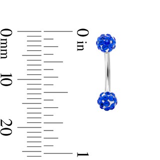 Solid Stainless Steel Blue Crystal Cluster Curved Barbell - 16G 5/16"