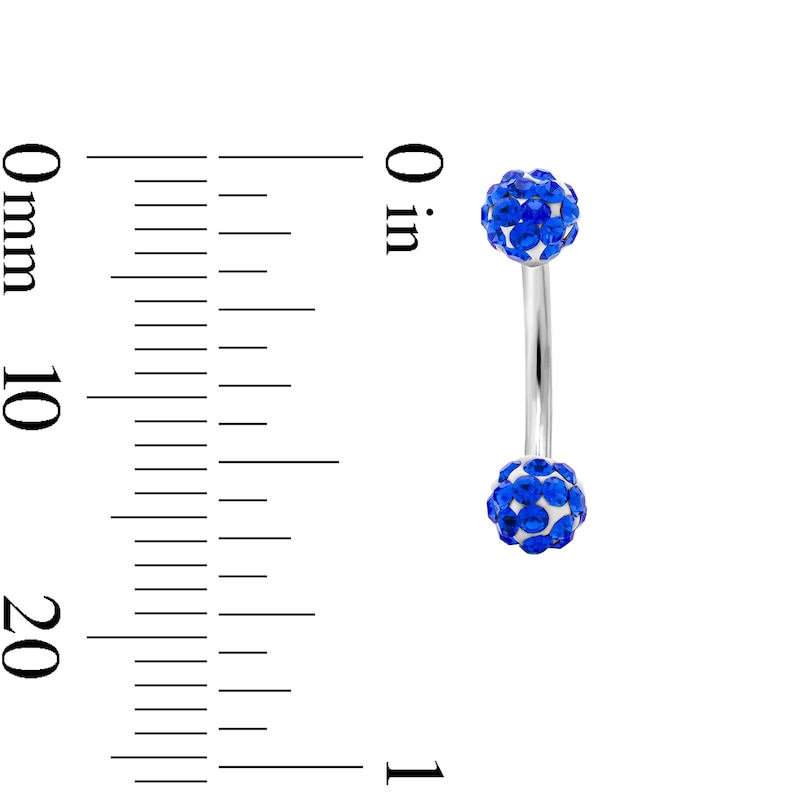 Main Image 2 of Solid Stainless Steel Blue Crystal Cluster Curved Barbell - 16G 5/16"