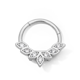 Solid Stainless Steel CZ Clicker Hoop - 16G 3/8"