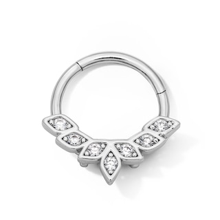 Solid Stainless Steel CZ Clicker Hoop - 16G 3/8"