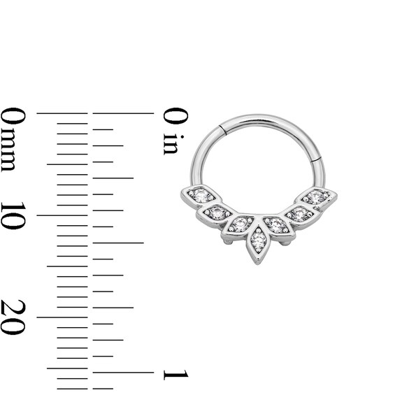 Solid Stainless Steel CZ Clicker Hoop - 16G 3/8"