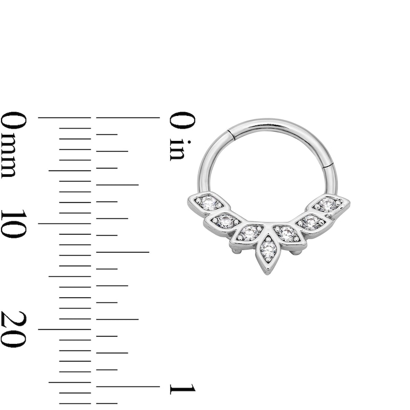 Main Image 2 of Solid Stainless Steel CZ Clicker Hoop - 16G 3/8"