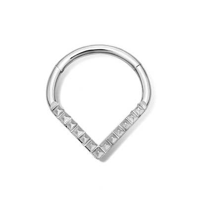 Solid Stainless Steel CZ Pointed Clicker Hoop - 16G 3/8"