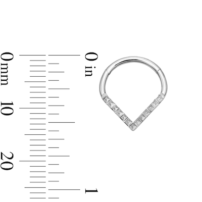 Solid Stainless Steel CZ Pointed Clicker Hoop - 16G 3/8"