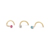 Thumbnail Image 1 of Yellow Ion-Plated Pink, White and Blue Crystal Nose Stud Set – 20G 5/8"