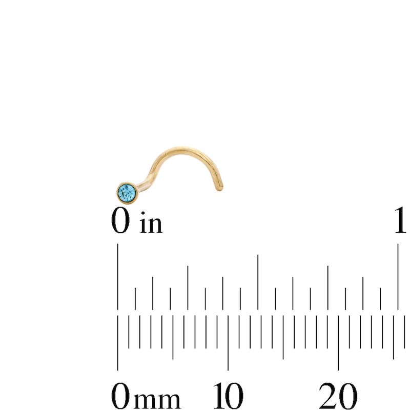 Main Image 4 of Yellow Ion-Plated Pink, White and Blue Crystal Nose Stud Set – 20G 5/8"