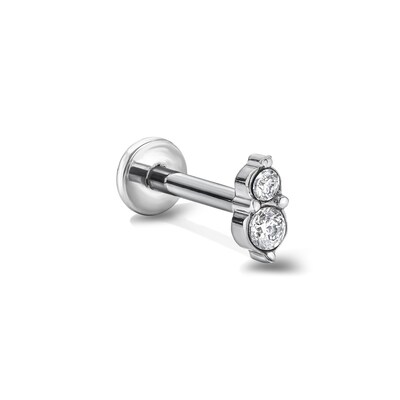 Semi-Solid Titanium CZ Dainty Duo Stud - 16G 5/16"