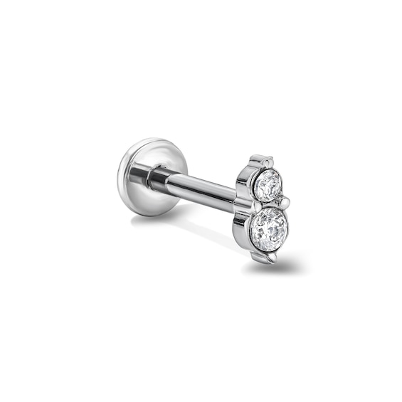 Semi-Solid Titanium CZ Dainty Duo Stud - 16G 5/16"