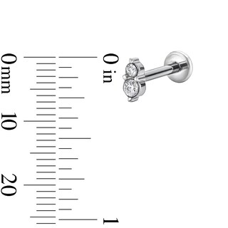 Semi-Solid Titanium CZ Dainty Duo Stud - 16G 5/16"