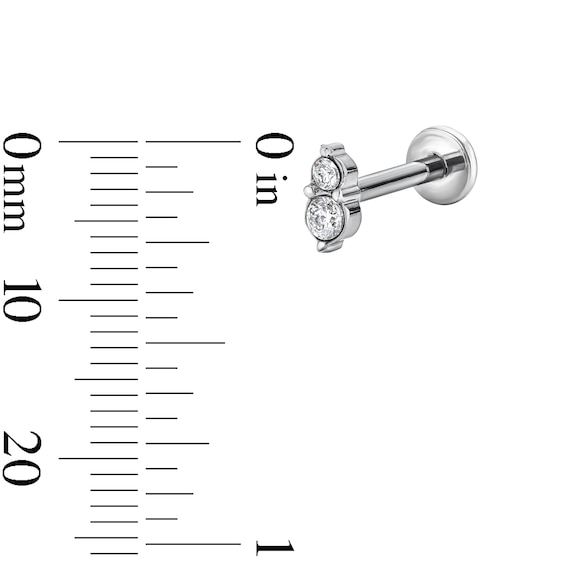 Semi-Solid Titanium CZ Dainty Duo Stud - 16G 5/16"