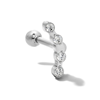 Semi-Solid Titanium CZ Curved Crawler Stud – 16G 3/8"