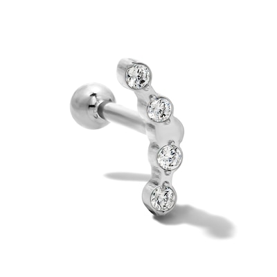 Semi-Solid Titanium CZ Curved Crawler Stud – 16G 3/8"