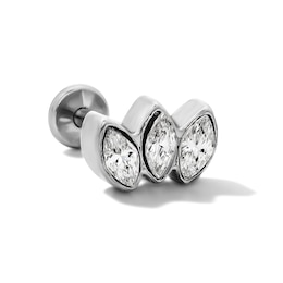 Semi-Solid Titanium CZ Marquise Trio Stud – 16G 5/16"