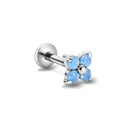 Semi-Solid Titanium Simulated Blue Opal Flower Stud - 16G 5/16"