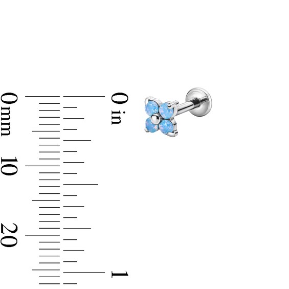 Semi-Solid Titanium Simulated Blue Opal Flower Stud - 16G 5/16"