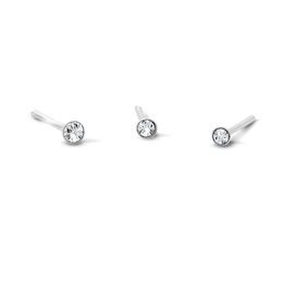 Semi-Solid Sterling Silver Crystal Nose Stud Set – 22G 7/16"