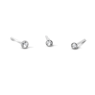 Semi-Solid Sterling Silver Crystal Nose Stud Set – 22G 7/16"