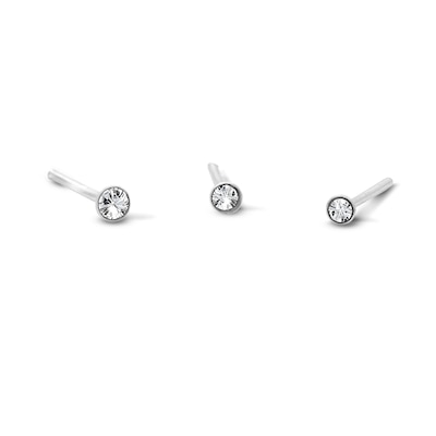 Semi-Solid Sterling Silver Crystal Nose Stud Set – 22G 7/16"