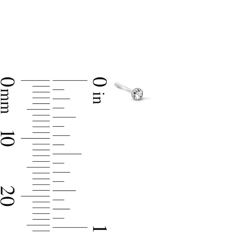 Main Image 2 of Semi-Solid Sterling Silver Crystal Nose Stud Set – 22G 7/16"