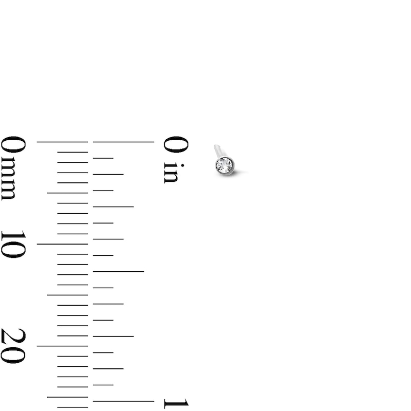 Main Image 3 of Semi-Solid Sterling Silver Crystal Nose Stud Set – 22G 7/16"