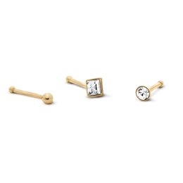 Yellow Ion-Plated Crystal Nose Stud Set – 22G 1/4"