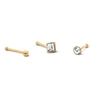 Yellow Ion-Plated Crystal Nose Stud Set – 22G 1/4"