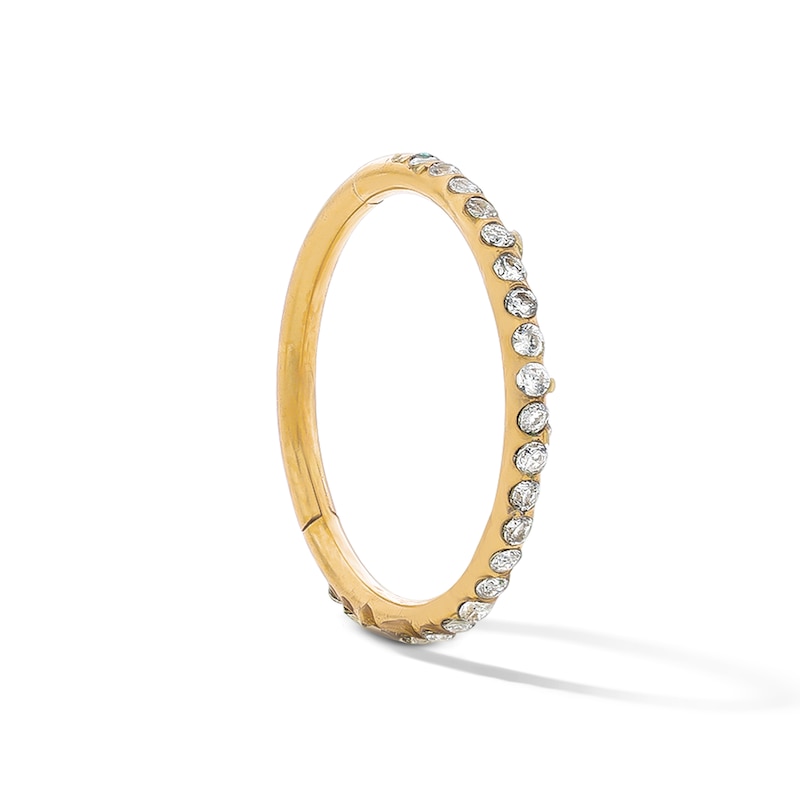 Yellow Ion-Plated Pavé CZ Clicker Hoop - 18G 3/8"