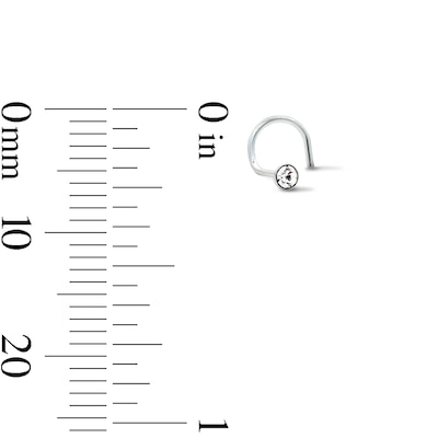 Semi-Solid Sterling Silver Crystal Screw Nose Set - 22G 5/8"