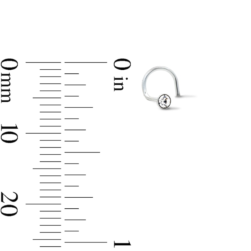 Main Image 2 of Semi-Solid Sterling Silver Crystal Screw Nose Set - 22G 5/8"