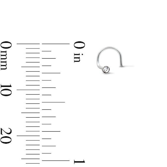 Semi-Solid Sterling Silver Crystal Screw Nose Set - 22G 5/8"