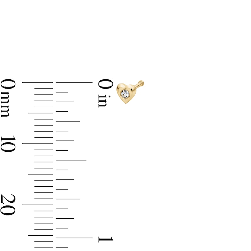 Main Image 4 of Yellow Ion Plated Crystal and CZ Heart Nose Stud and Ring Set – 22G
