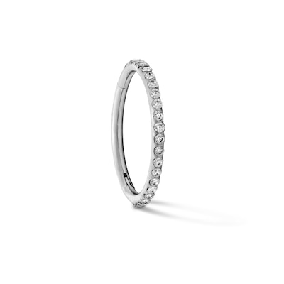 Solid Titanium CZ Pavé Hoop - 18G 5/16