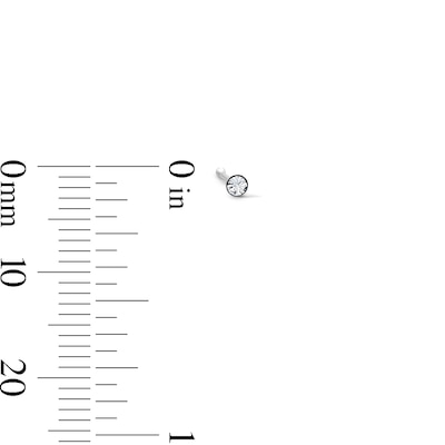 Semi-Solid Sterling Silver Crystal Nose Bone Stud Set – 22G 1/4"