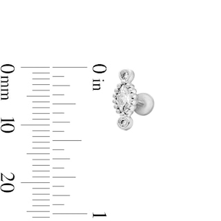 Semi-Solid Stainless Steel CZ Marquise Cartilage Earring Set - 18G 1/4"