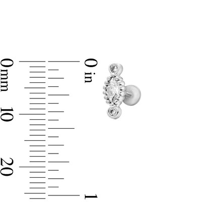 Semi-Solid Stainless Steel CZ Marquise Cartilage Earring Set - 18G 1/4"