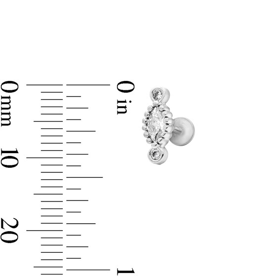 Semi-Solid Stainless Steel CZ Marquise Cartilage Earring Set - 18G 1/4"