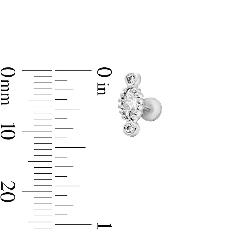 Main Image 2 of Semi-Solid Stainless Steel CZ Marquise Cartilage Earring Set - 18G 1/4"