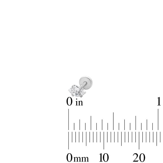 Semi-Solid Stainless Steel CZ Marquise Cartilage Earring Set - 18G 1/4"