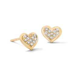 10K Solid Gold 1/10 CT. T.W. Lab-Grown Diamond Heart Studs