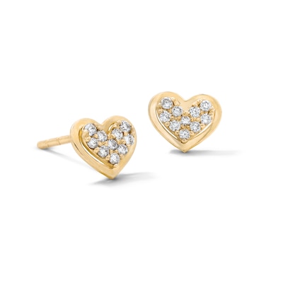 10K Solid Gold 1/10 CT. T.W. Lab-Grown Diamond Heart Studs