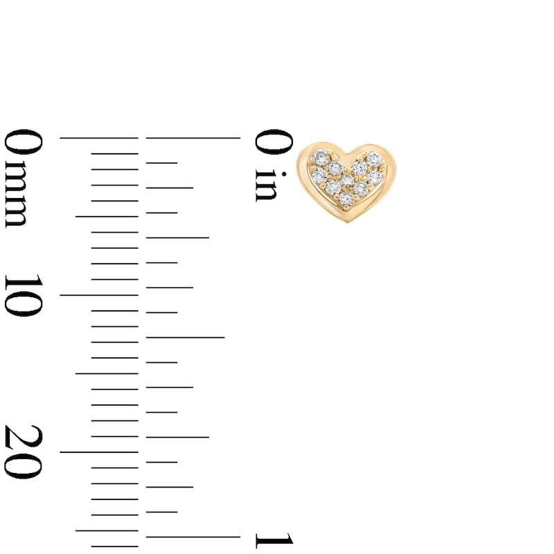 Main Image 2 of 10K Solid Gold 1/10 CT. T.W. Lab-Grown Diamond Heart Studs