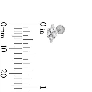 Semi-Solid Stainless Steel Ball, CZ Kite and Marquise Cartilage Earring Set - 18G 1/4"