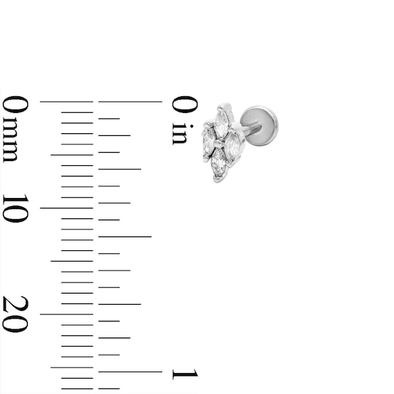 Semi-Solid Stainless Steel Ball, CZ Kite and Marquise Cartilage Earring Set - 18G 1/4"