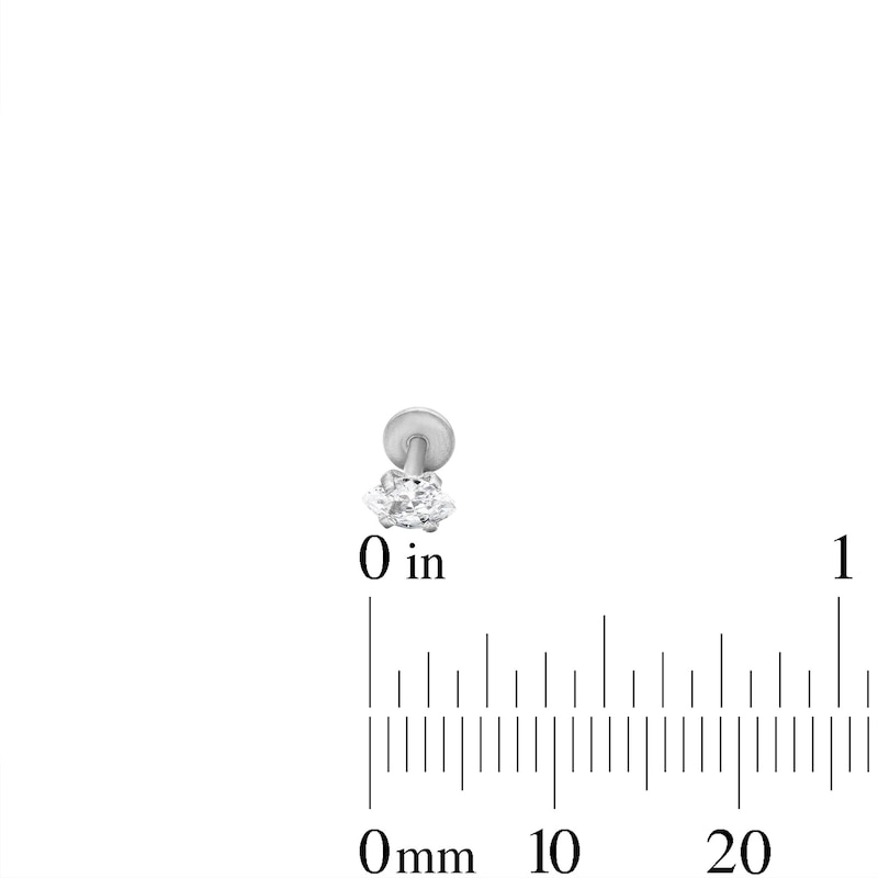 Main Image 4 of Semi-Solid Stainless Steel Ball, CZ Kite and Marquise Cartilage Earring Set - 18G 1/4"