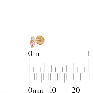 Yellow Ion-Plated CZ Pink and White Duo, Butterfly and Flower Cartilage Earring Set - 16G 1/4"